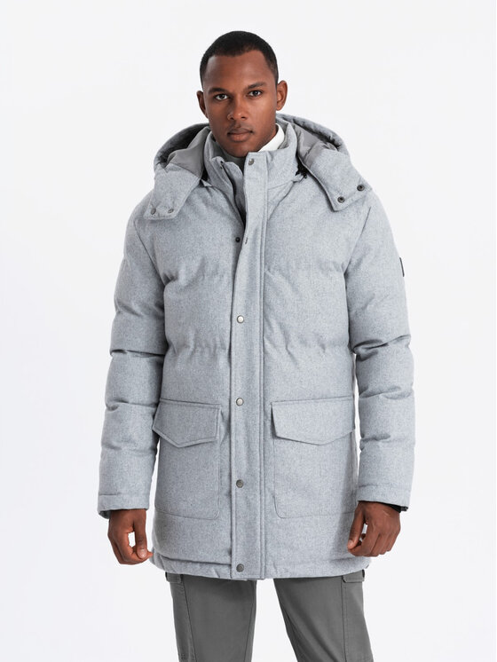 Ombre Ombre Parka OM-JALJ-0217 Šedá Regular Fit