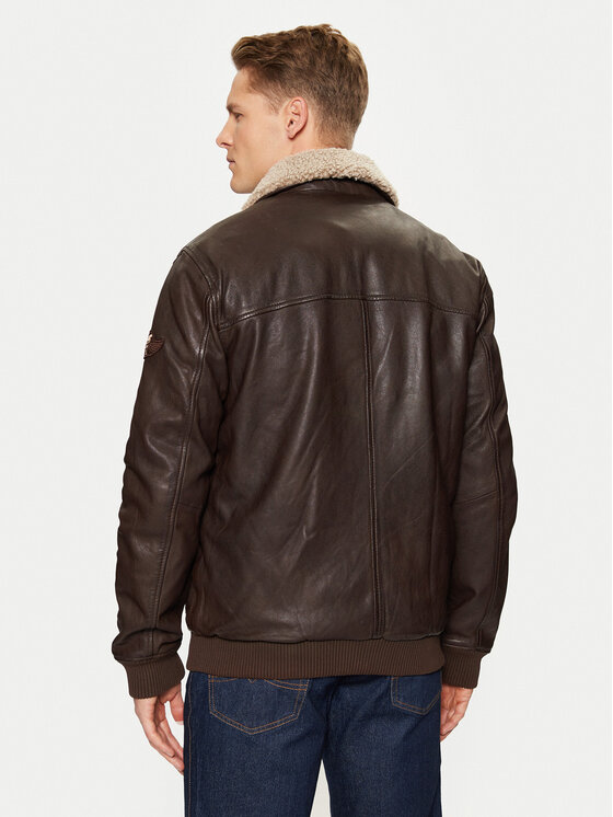 Mustang Mustang Lederjacke Sheep Vatika Veg 310-23-154 Braun Regular Fit