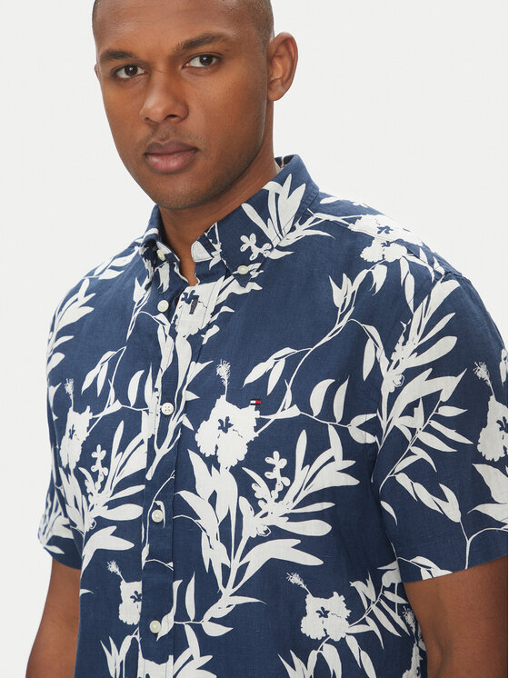 Tommy Hilfiger Tommy Hilfiger Koszula Tropical MW0MW38586 Granatowy Regular Fit