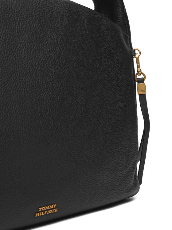 Tommy Hilfiger Tommy Hilfiger Geantă City Leather Hobo AW0AW18285 Negru