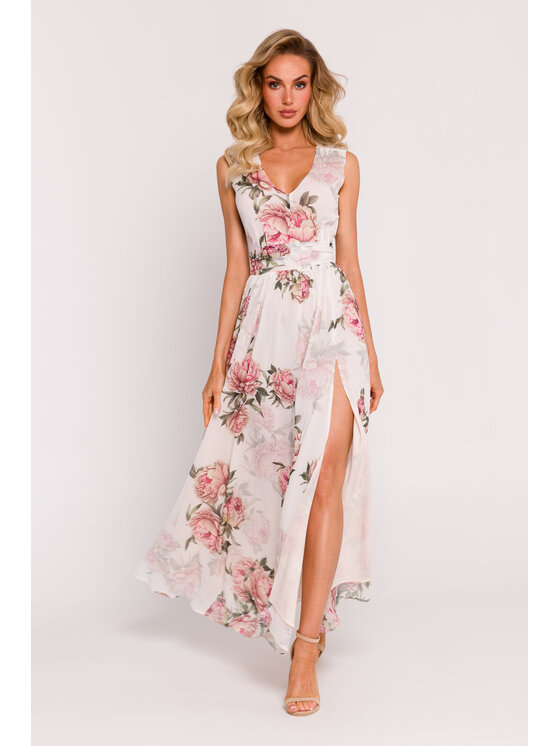 Made of Emotion Made of Emotion Sukienka koktajlowa M781 Biały Generous Fit