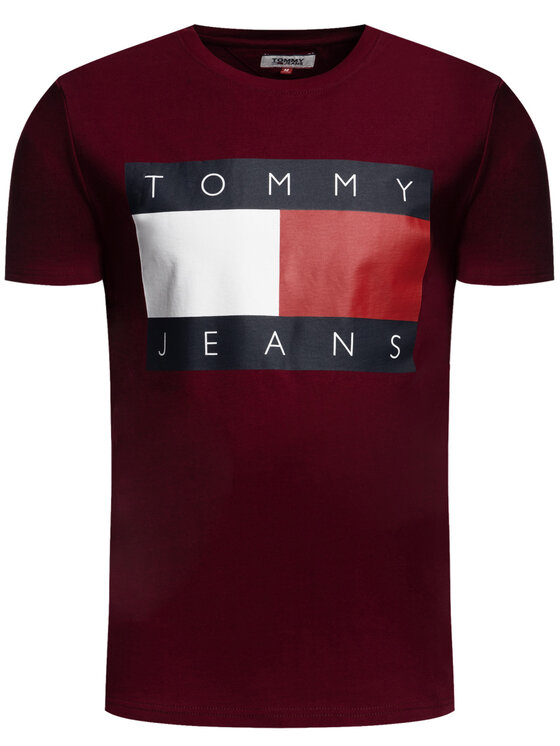 Tommy Jeans Tommy Jeans Tricou Flag Logo DM0DM07009 Vișiniu Regular Fit