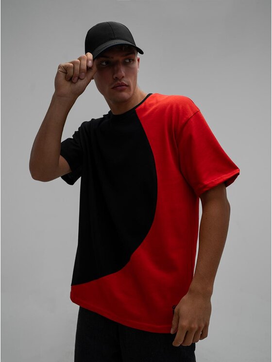 Good Luck Good Luck T-Shirt Koszulka Męska Z Krótkim Rękawem Oversize Czarna / Czerwona GOOD LUCK Loopy L Czarny Regular Fit