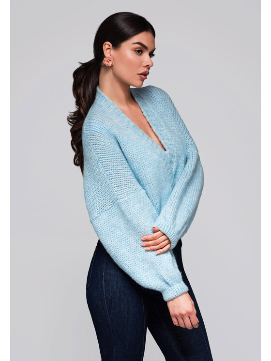 Ombre Ombre Kardigan LW-SWCD-0105 Niebieski Regular Fit