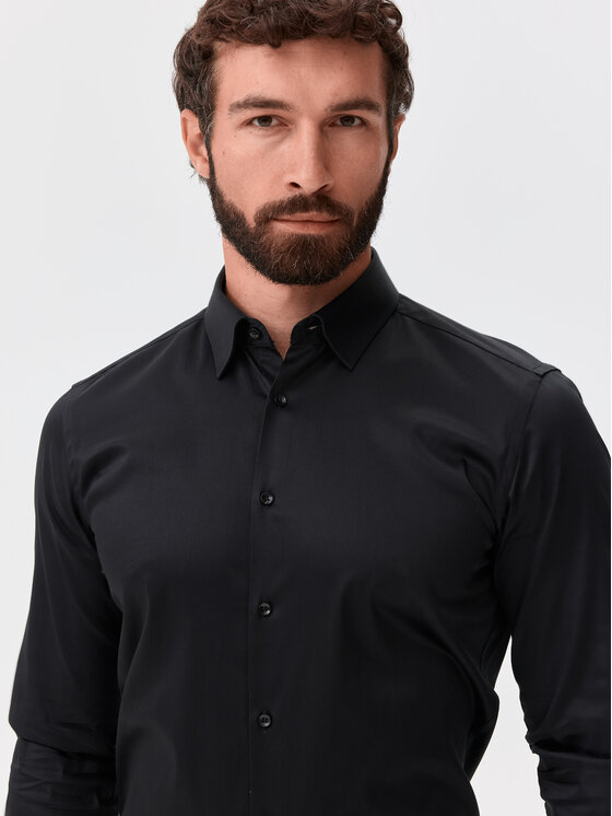 Evenemen Evenemen Koszula Punto S2. Saten Black Czarny Slim Fit