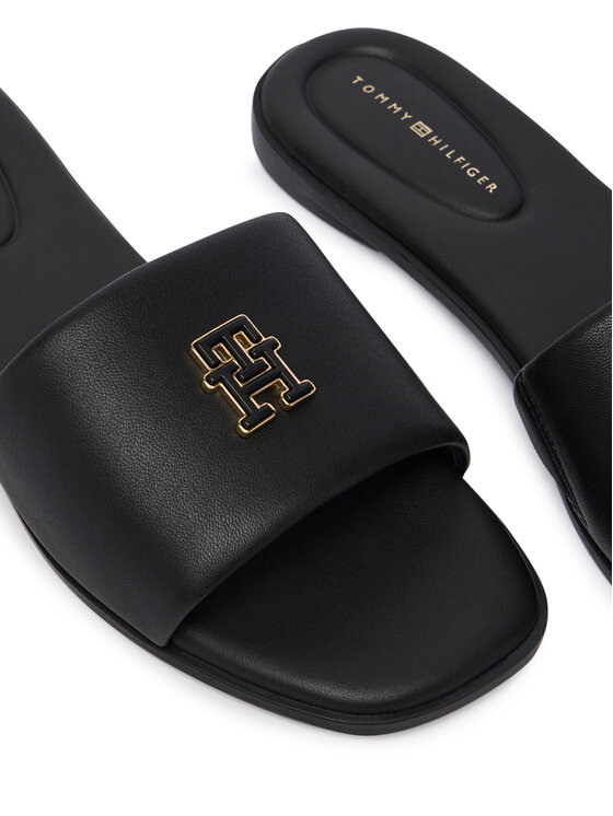 Tommy Hilfiger Tommy Hilfiger Natikači Th Logo Hardware Leather Mule FW0FW09292 Črna