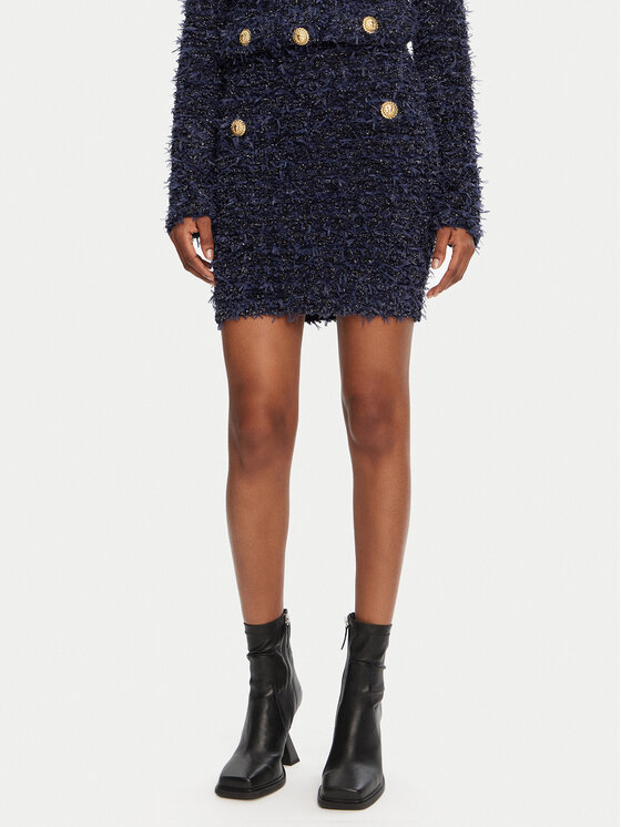 Balmain Balmain Mini sijonas DF0LB015KH74 Tamsiai mėlyna Regular Fit