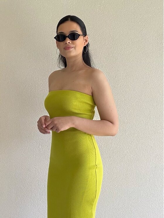 Nudyess Nudyess Úpletové šaty Melrose Mimi z prążka Zelená Fitted Fit