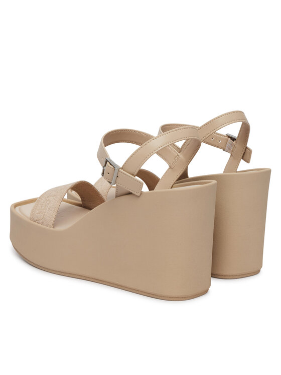 Calvin Klein Calvin Klein Sandály Wedge 70 Sndl Webbing Lth HW0HW02882 Béžová