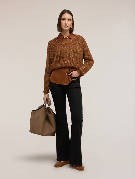 Motivi Motivi Sweter M297E002267N012 Brązowy Regular Fit