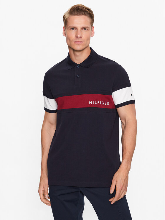 Tommy Hilfiger Tommy Hilfiger Polo majica Colourblock Placement MW0MW30755 Mornarsko modra Regular Fit
