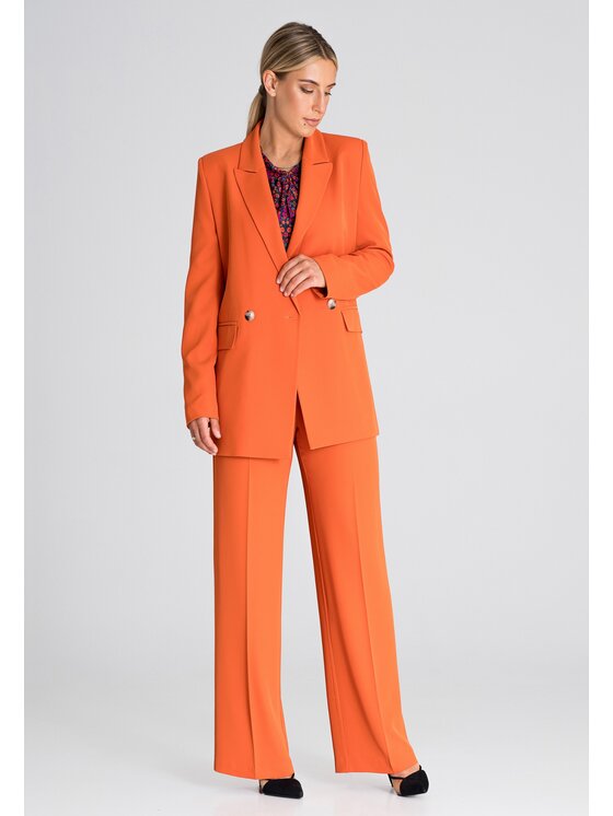 FIGL FIGLFIGL Pantaloni da donna M949 Arancione Regular Fit