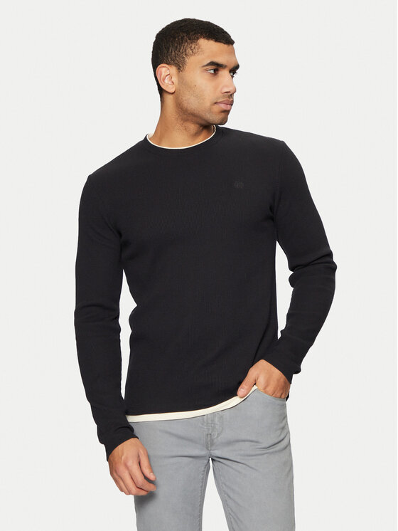 INDICODE Longsleeve krekls Sigfinn 45-673 Melns Regular Fit