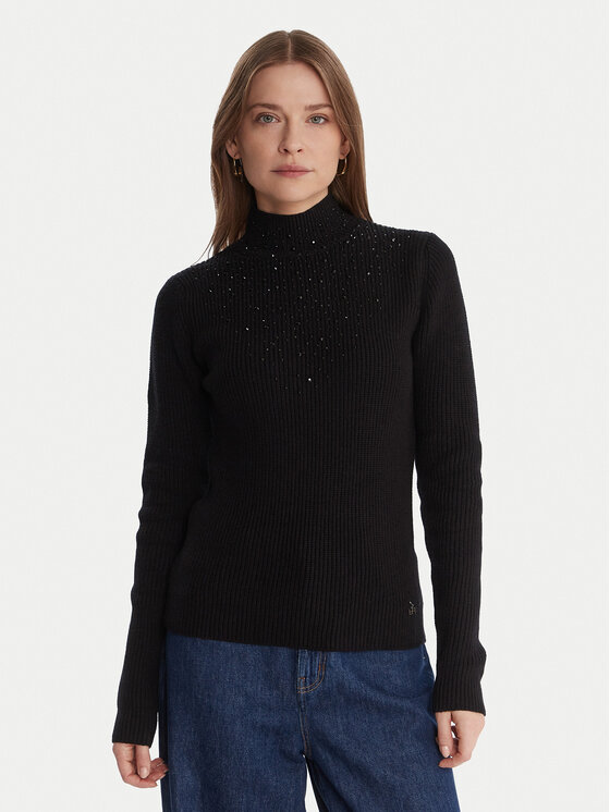 Artigli Artigli Bluză cu gât ACMA002876 Negru Regular Fit