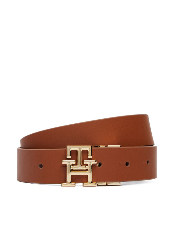 Tommy Hilfiger Dámsky opasok Th Logo 3.0 Rev Mono AW0AW18019 Hnedá