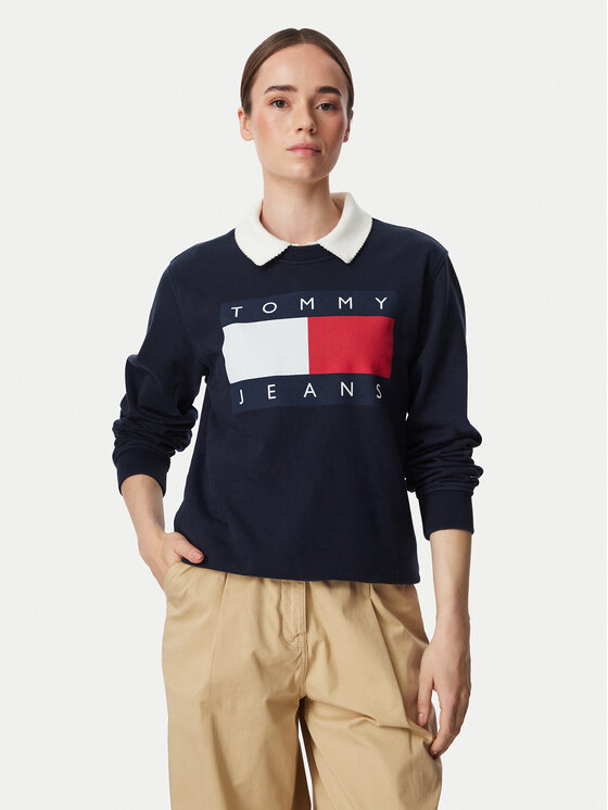 Tommy Jeans Hanorac Flag DW0DW23906 Bleumarin Regular Fit