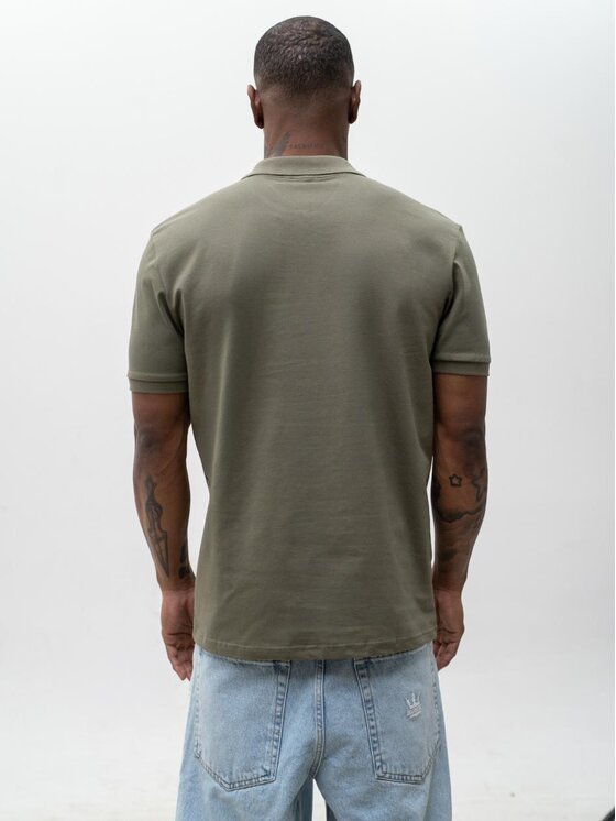 Jigga Wear Jigga Wear Polo Klasyczna z koroną Oliwkowa 131167 Zielony Regular Fit