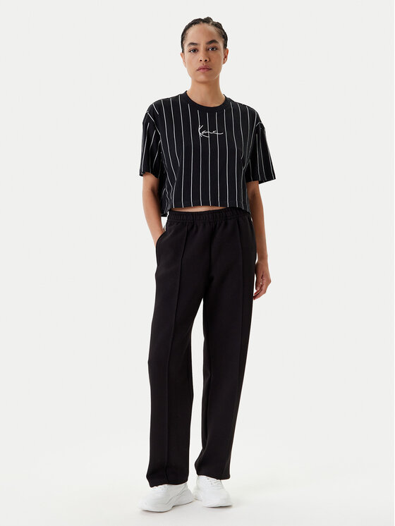 Karl Kani Karl Kani T-shirt Small Signature Essential Pinstripe 6137880 Crna Relaxed Fit