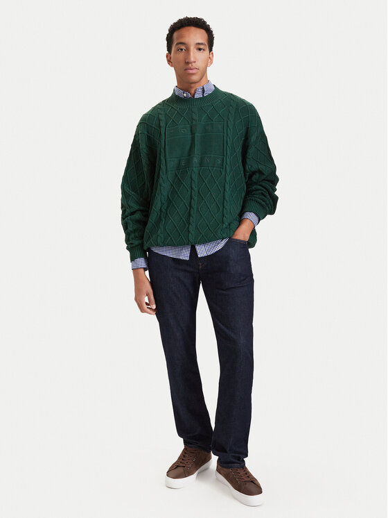 Tommy Jeans Tommy Jeans Pullover Flag DM0DM23614 Dunkelgrün Relaxed Fit