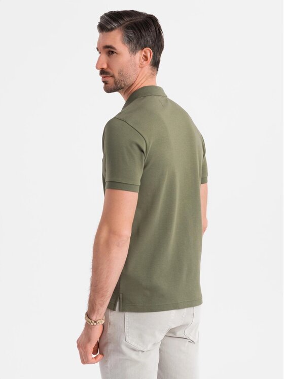 Ombre Ombre Polo OM-POSS-0148 Zielony Regular Fit