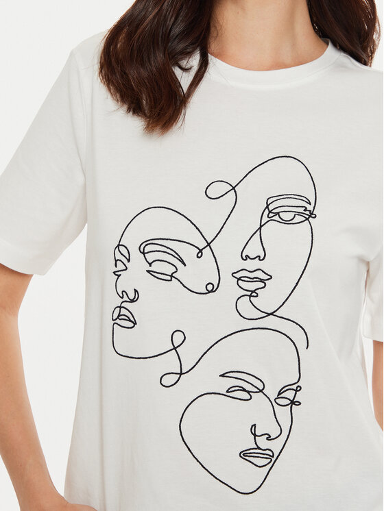 Vila Vila T-Shirt Sybil 14097370 Λευκό Regular Fit