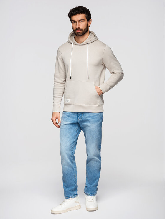 Ombre Ombre Bluza OM-SSBN-0270 Szary jasny Regular Fit