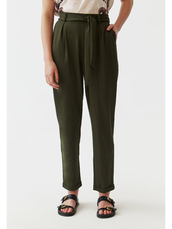TATUUM TATUUM Kalhoty z materiálu ZAMIRIA Khaki Loose Fit