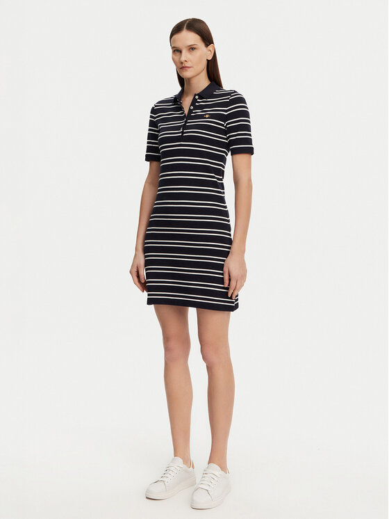 Gant Gant Vsakodnevna obleka Striped Shield 4200571 Mornarsko modra Slim Fit
