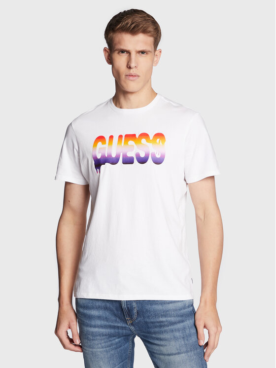 Guess Tričko M3RI52 KBDK0 Biela Slim Fit