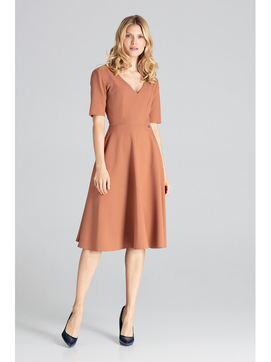 FIGL FIGL Sukienka M673 Brązowy Regular Fit
