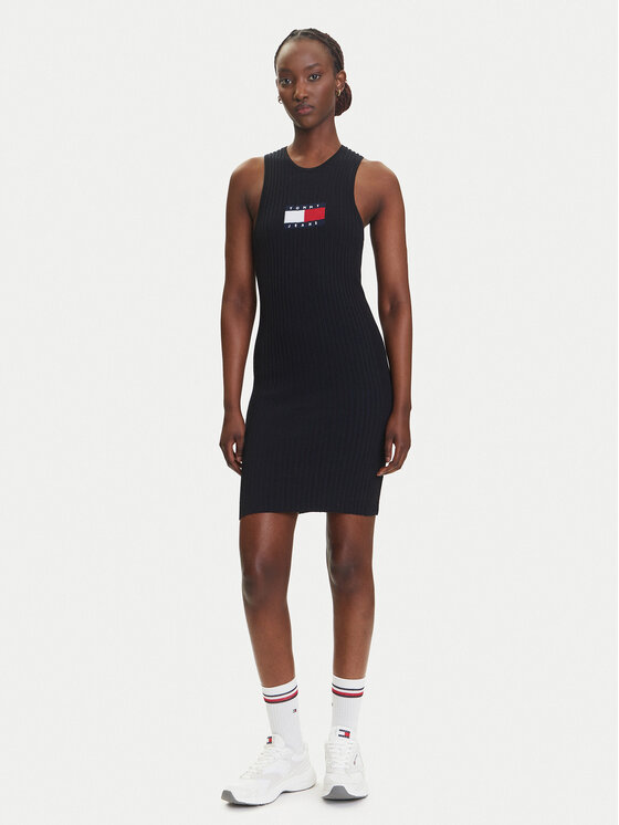 Tommy Jeans Tommy Jeans Φόρεμα υφασμάτινο DW0DW20877 Μαύρο Slim Fit