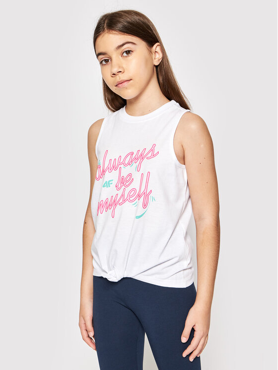 4F 4F Top HJL21-JTSD013 Biały Regular Fit