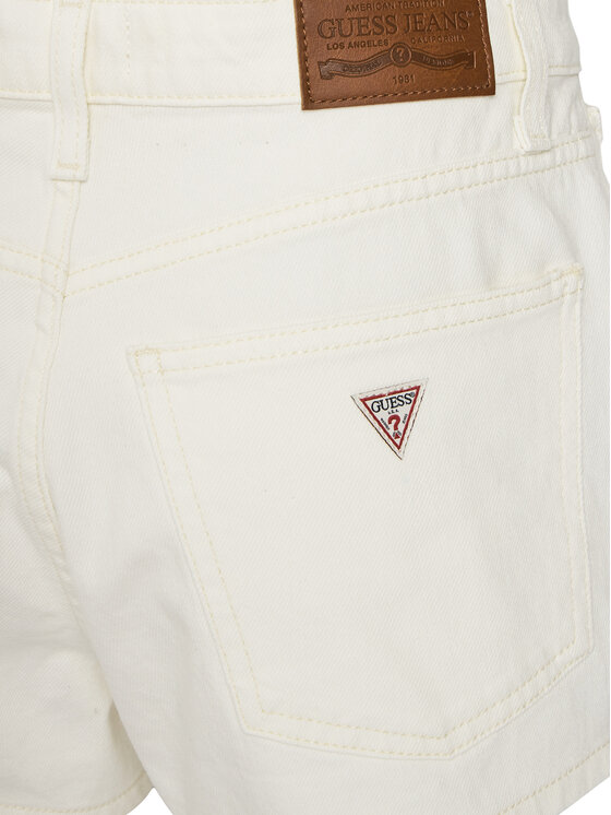 Guess Jeans Guess Jeans Pantaloni scurți de blugi W5GD0Y D5M62 Alb Regular Fit