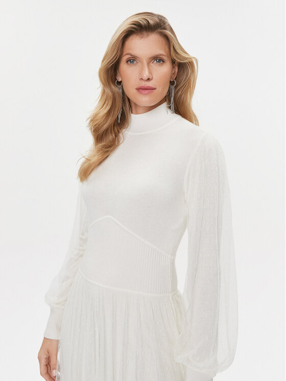 TWINSET TWINSET Sukienka dzianinowa 232TT3413 Écru Regular Fit