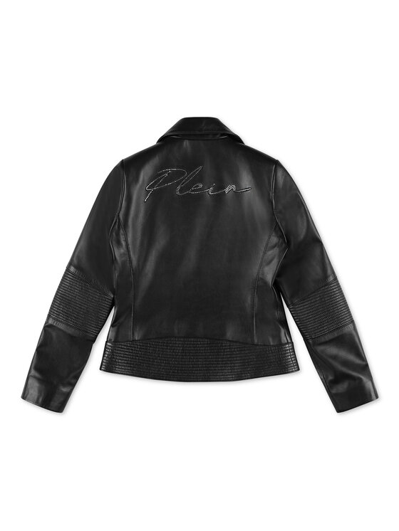 PHILIPP PLEIN PHILIPP PLEIN Kurtka skórzana 4409 Czarny Basic Fit