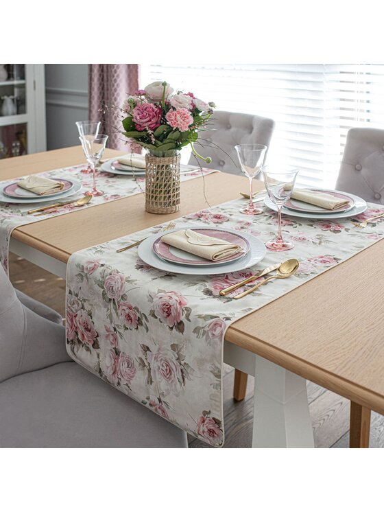 Roseberry Home Roseberry Home Bieżnik dwustronny Roselle & Stripes Srebrny