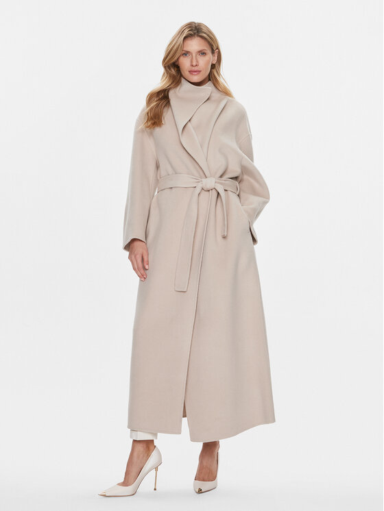 Calvin Klein Calvin Klein Vilnas mētelis K20K206746 Bēšs Relaxed Fit