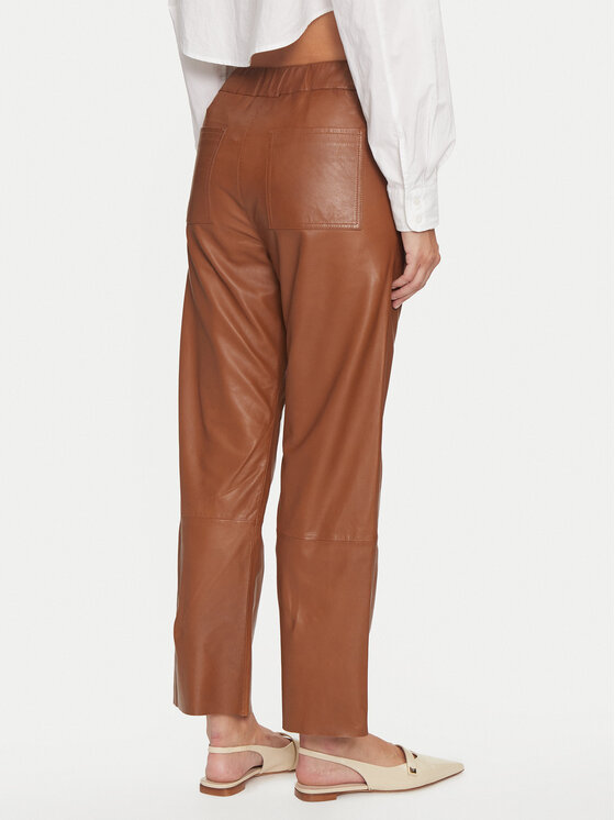 Serge Pariente Serge Pariente Usnjene hlače Sarah Pant Rjava Regular Fit