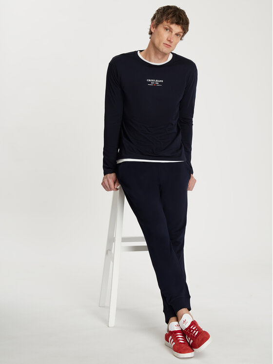 Cross Jeans Cross Jeans Longsleeve 16100-001 Granatowy Regular Fit