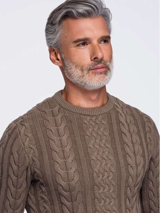 Ombre Ombre Svetr OM-SWSW-0191 Hnědá Regular Fit