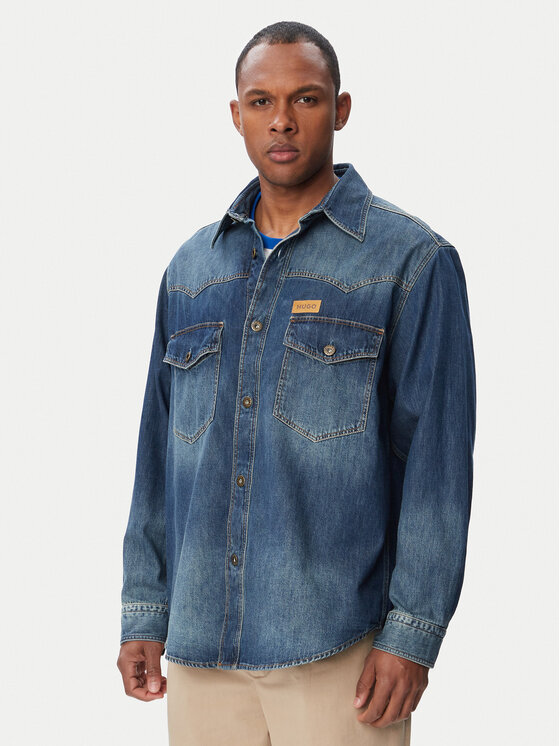 HUGO cămașă de blugi Ebant 50565401 Albastru Oversize