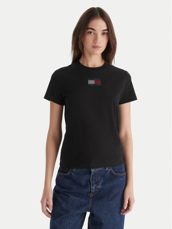 Tommy Jeans Tommy Jeans T-Shirt Party Flag DW0DW21965 Czarny Regular Fit