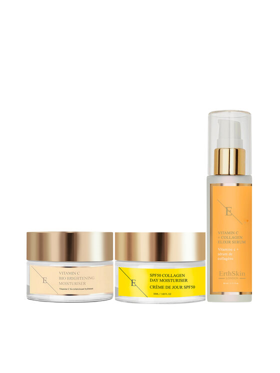 Zestaw do pielęgnacji Erthskin London, WITAMINA C ELIXIR SERUM + Witamina C Bio Rozświetlający krem ​​nawilżający + SPF krem ​​na dzień