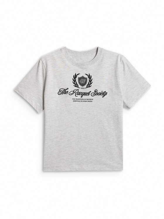 4F 4F T-Shirt SPORTS CLUB Szary jasny Boxy Fit