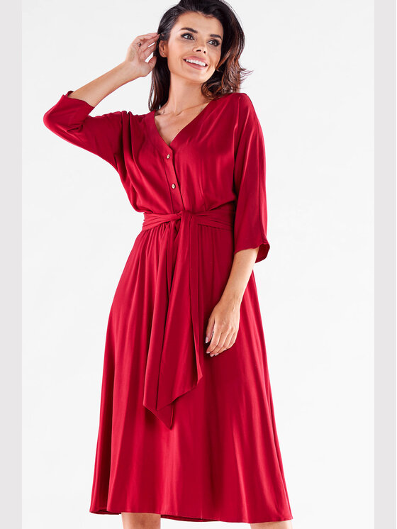 Awama Awama Vestito estivo A522 Bordeaux Basic Fit