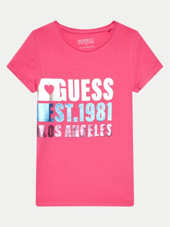 Guess T-krekls J4YI00 K6YW4 Rozā Regular Fit