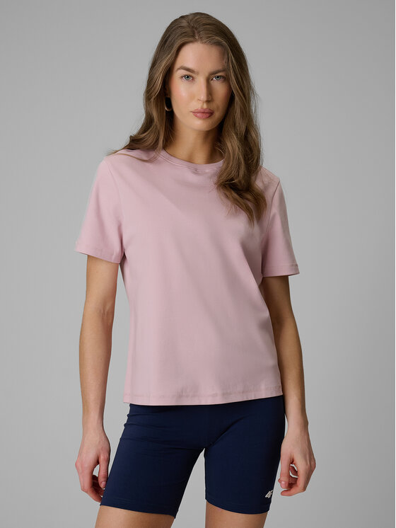 4F 4F T-Shirt BASIC+ Różowy jasny Regular Fit