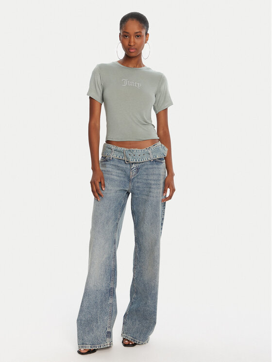Juicy Couture Juicy Couture Majica Sheer JCWCT225301 Zelena Slim Fit