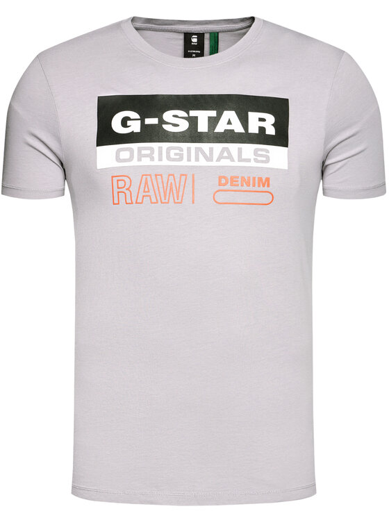 D18261-336-B959 Slim Fit Raw G-Star T-Shirt Grau Logo Label Originals