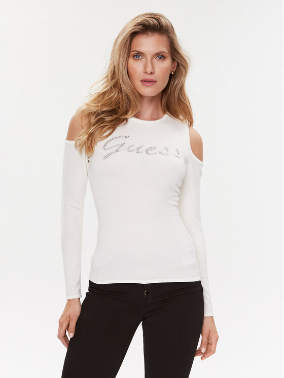 Guess Guess Džemper W3BR80 Z2YK2 Bijela Slim Fit